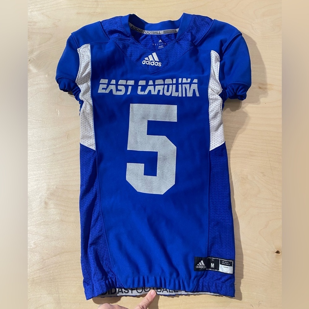 Adidas Kids Blue and White Sports Jersey Medium East Carolina (GZ)